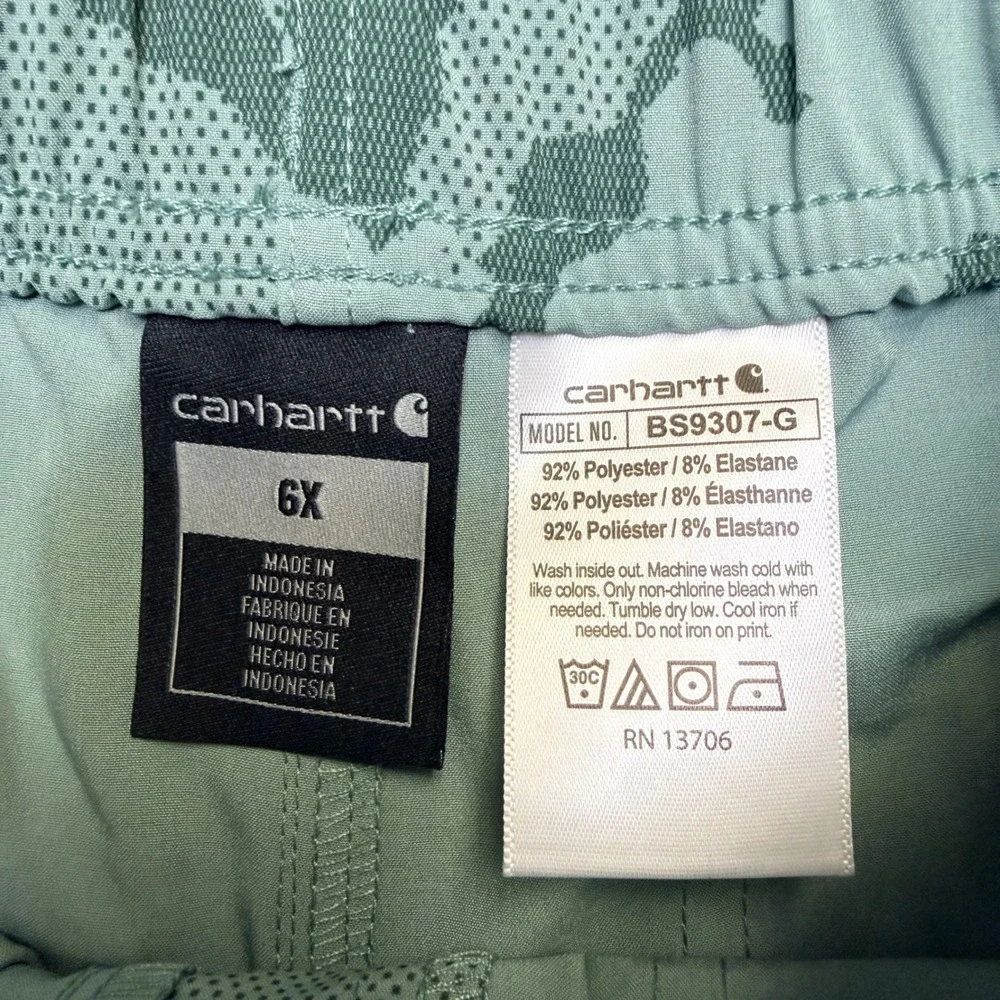 Carhartt Rugged Flex‎ Camo Shorts Kids 6X Teal Lightweight BS9307